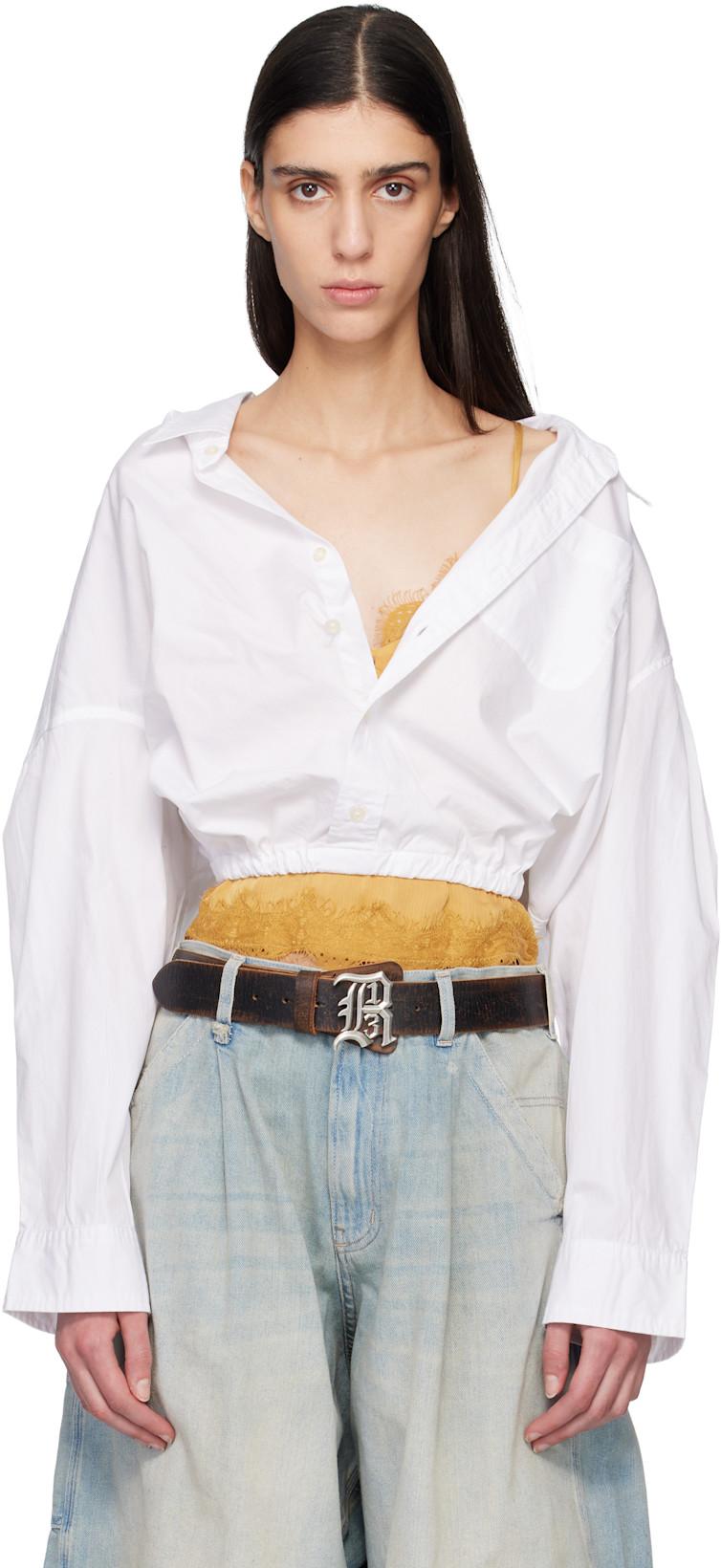 White Crossover Bubble Shirt by R13