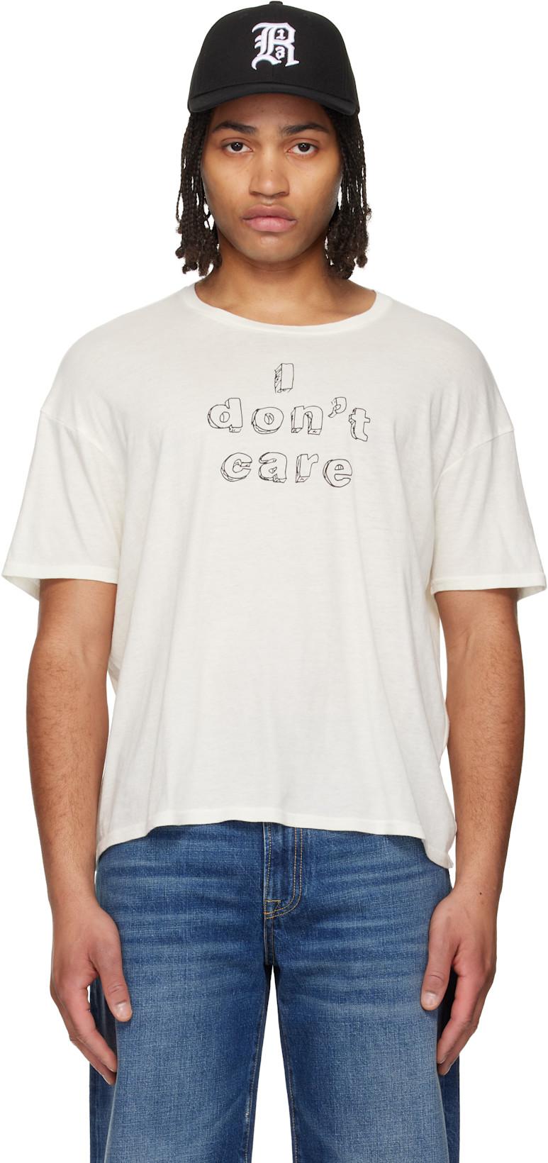 White 'I Don't Care' Relaxed T-shirt by R13