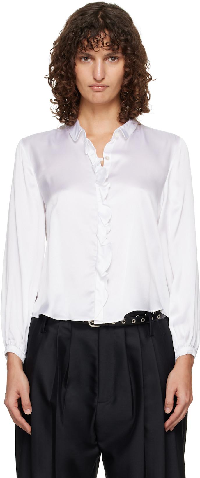 White Ruffle Blouse by R13