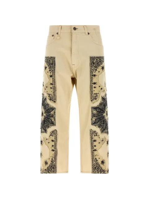 X-BF frayed bandana-appliqué jeans by R13