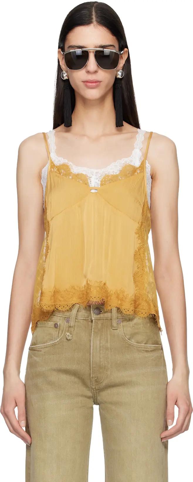 Yellow Lace Trimmed Camisole by R13