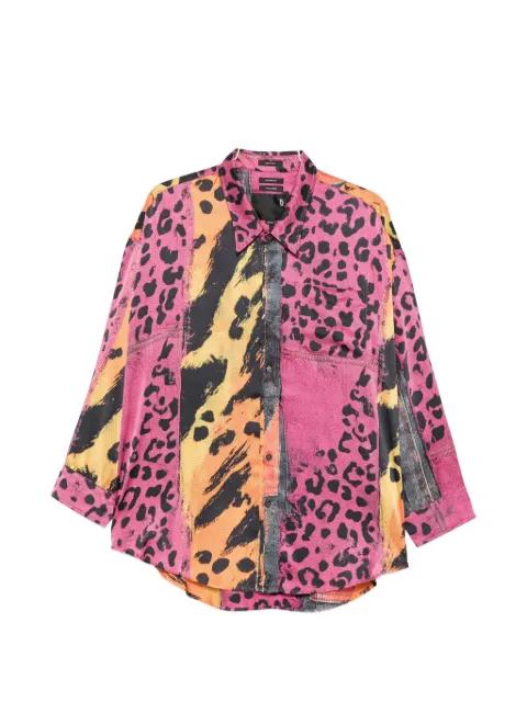 animal-print panelled shirt by R13