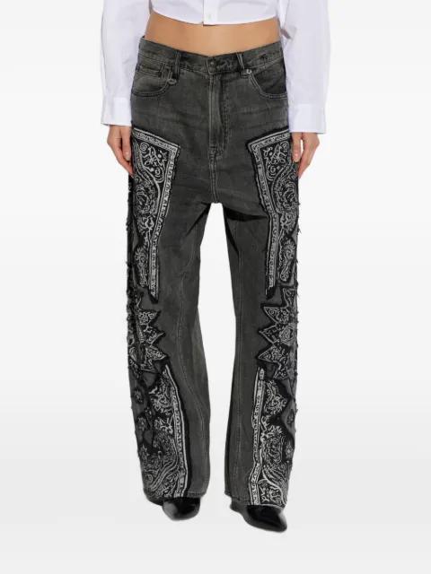 bandana-appliqué jeans by R13