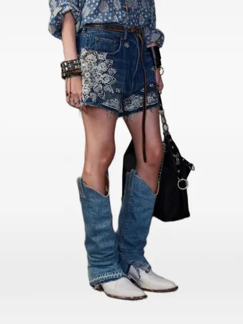 bandana-print frayed shorts by R13