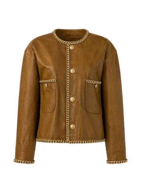 chain-link leather jacket by R13