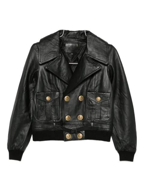 double-breasted faux-leather jacket by R13
