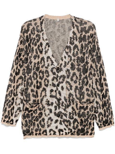 leopard-jacquard cardigan by R13