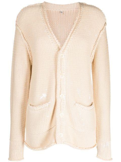 paint-splatter V-neck cardigan by R13