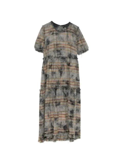plaid frayed dress by R13