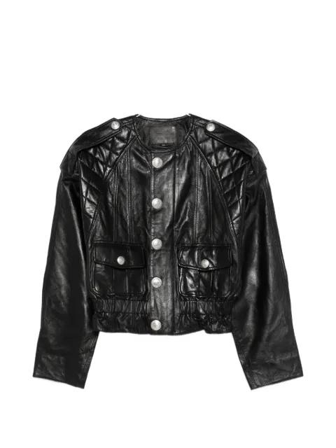 quilted button leather jacket by R13