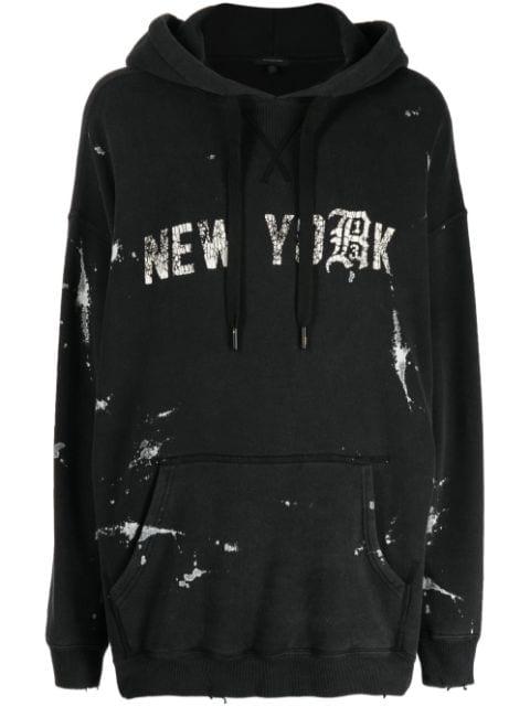 slogan-print distressed hoodie by R13