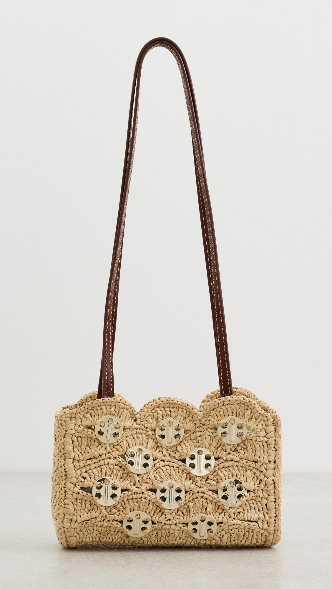 1969 Nano Bag In Raffia with Signature 1969 Discs by RABANNE