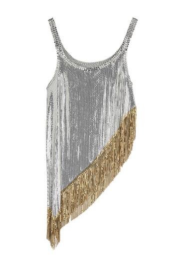 Asymmetric fringed chainmail top by RABANNE