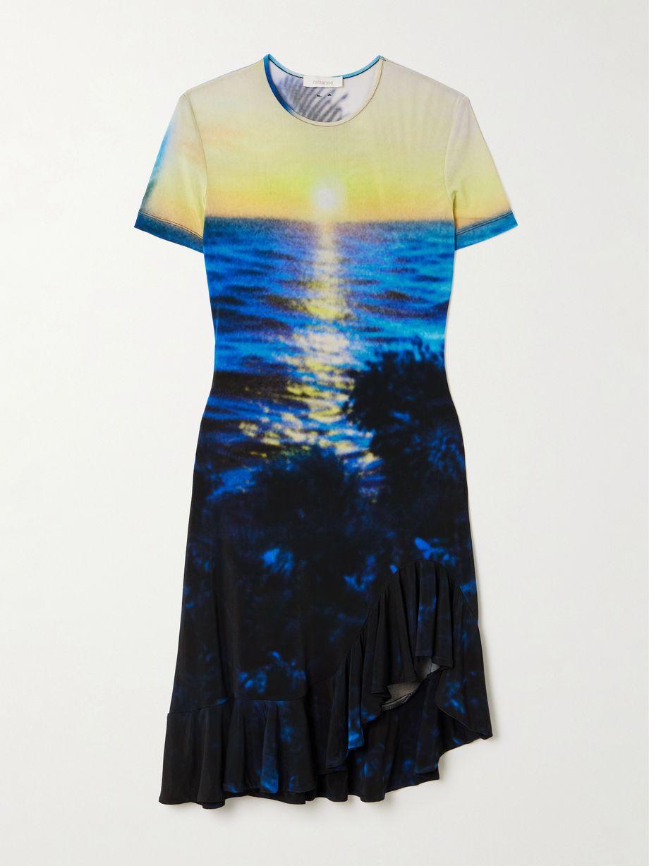 Asymmetric printed stretch-jersey mini dress by RABANNE