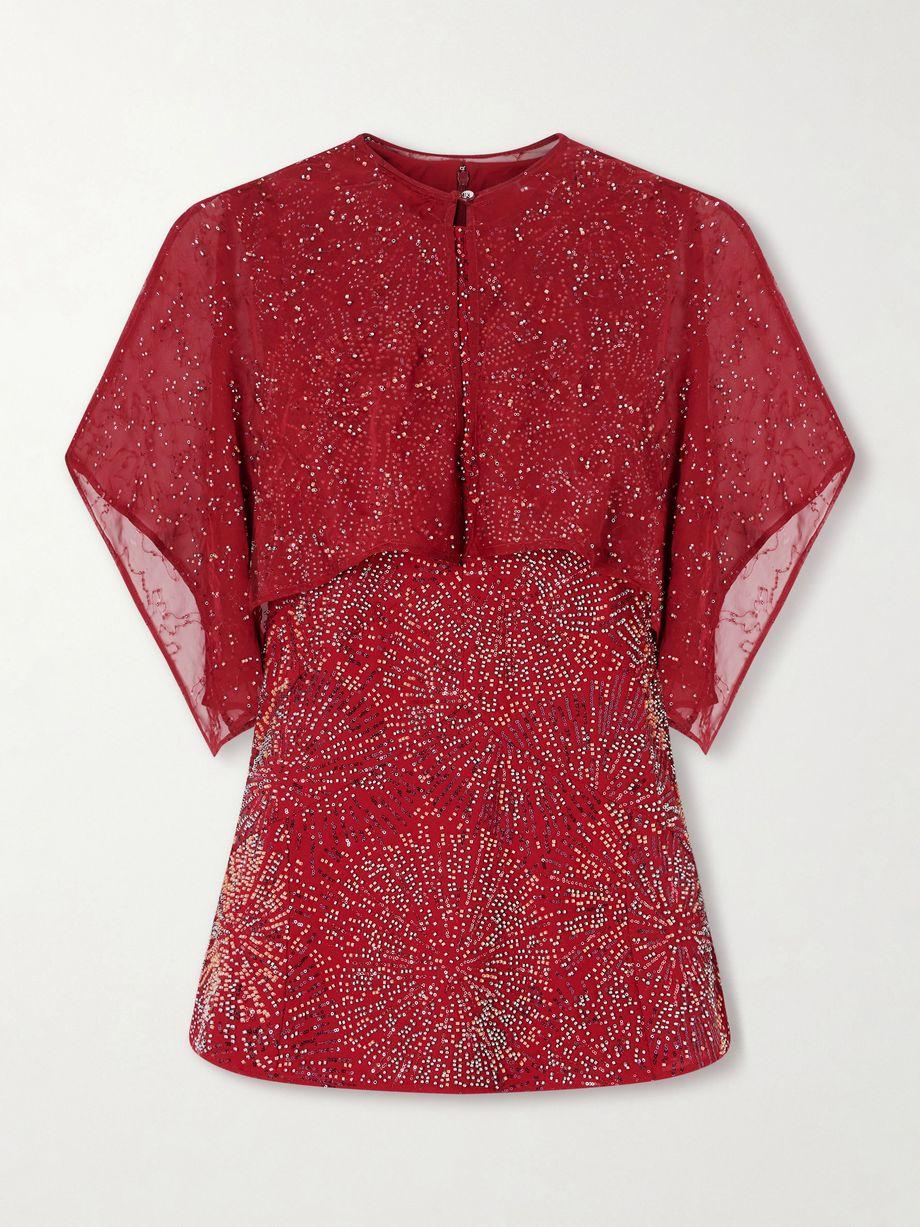 Bead-embellished crepe and chiffon blouse by RABANNE