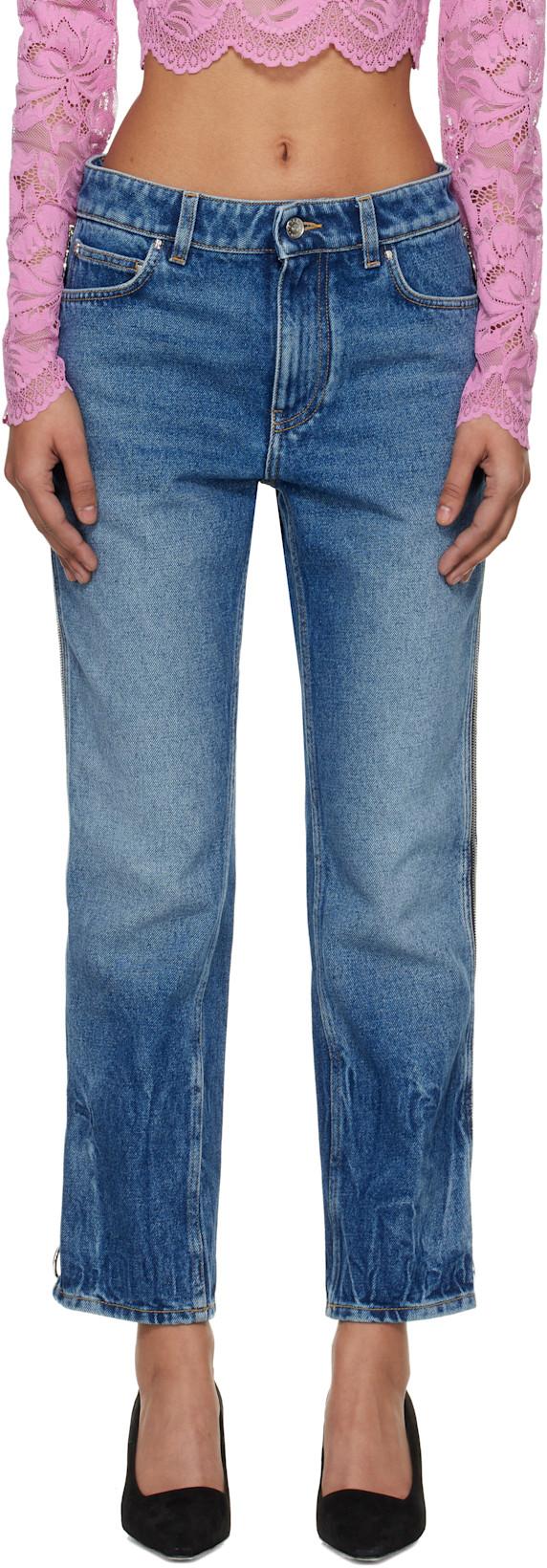 Blue Zip Jeans by RABANNE