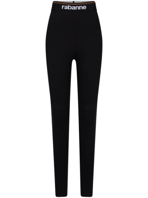 Bodyline logo-waistband leggings by RABANNE