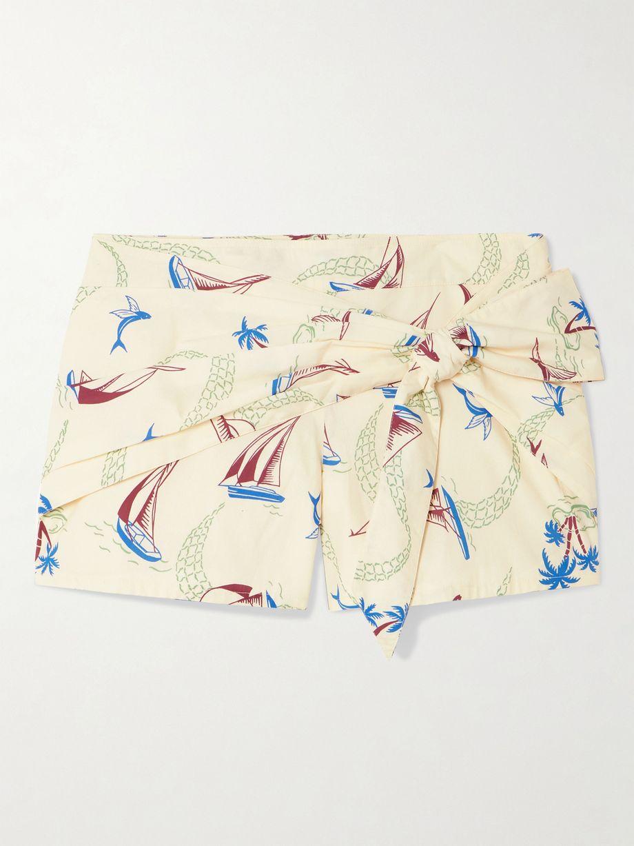 Bow-detailed printed cotton shorts by RABANNE