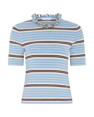 Chain Neck Striped Sweater by RABANNE