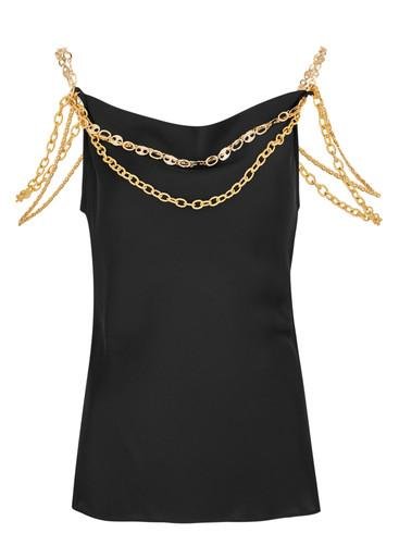 Chain-embellished satin camisole top by RABANNE