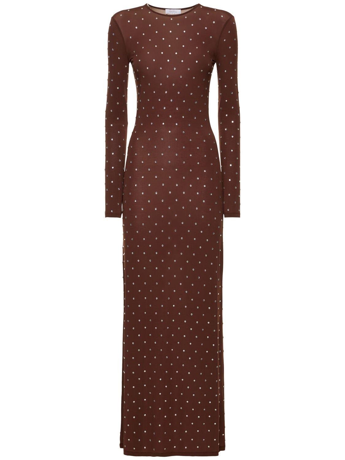 Embellished Jersey L/s Maxi Dress by RABANNE