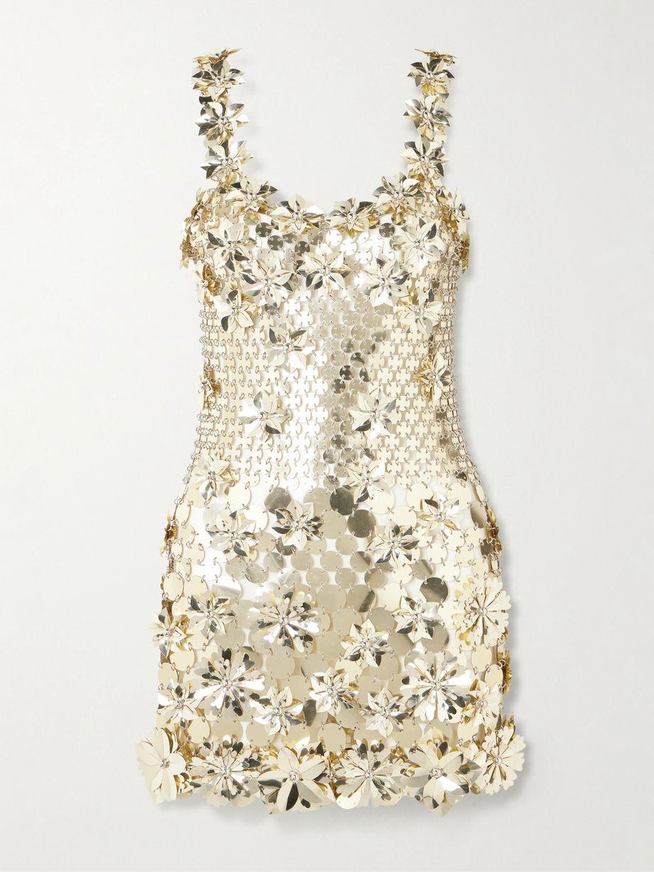 Embellished chainmail mini dress by RABANNE