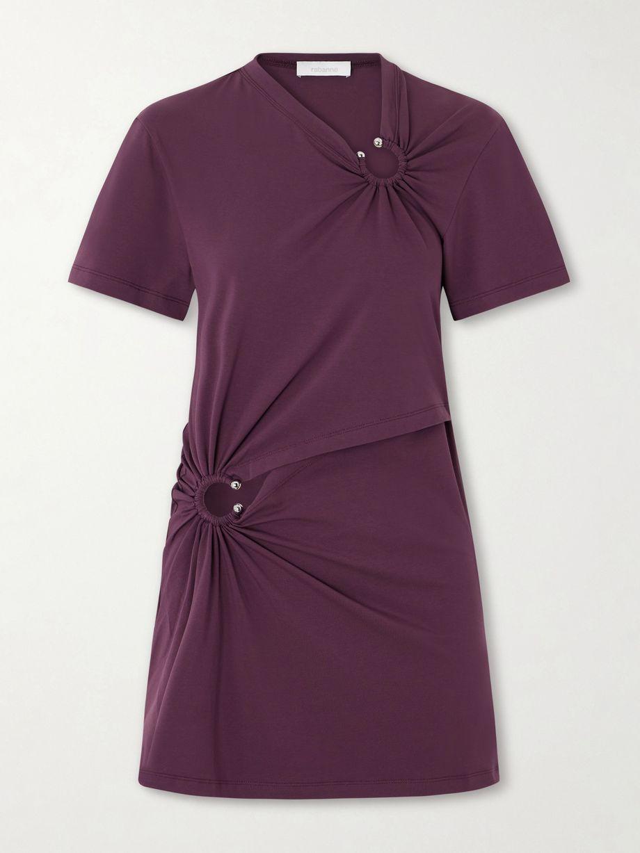 Embellished gathered cut-out cotton-blend jersey mini dress by RABANNE