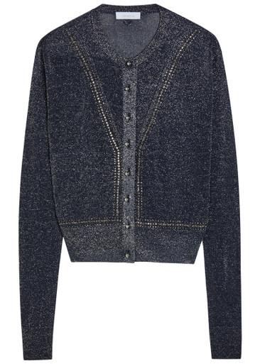 Embellished metallic-knit cardigan by RABANNE