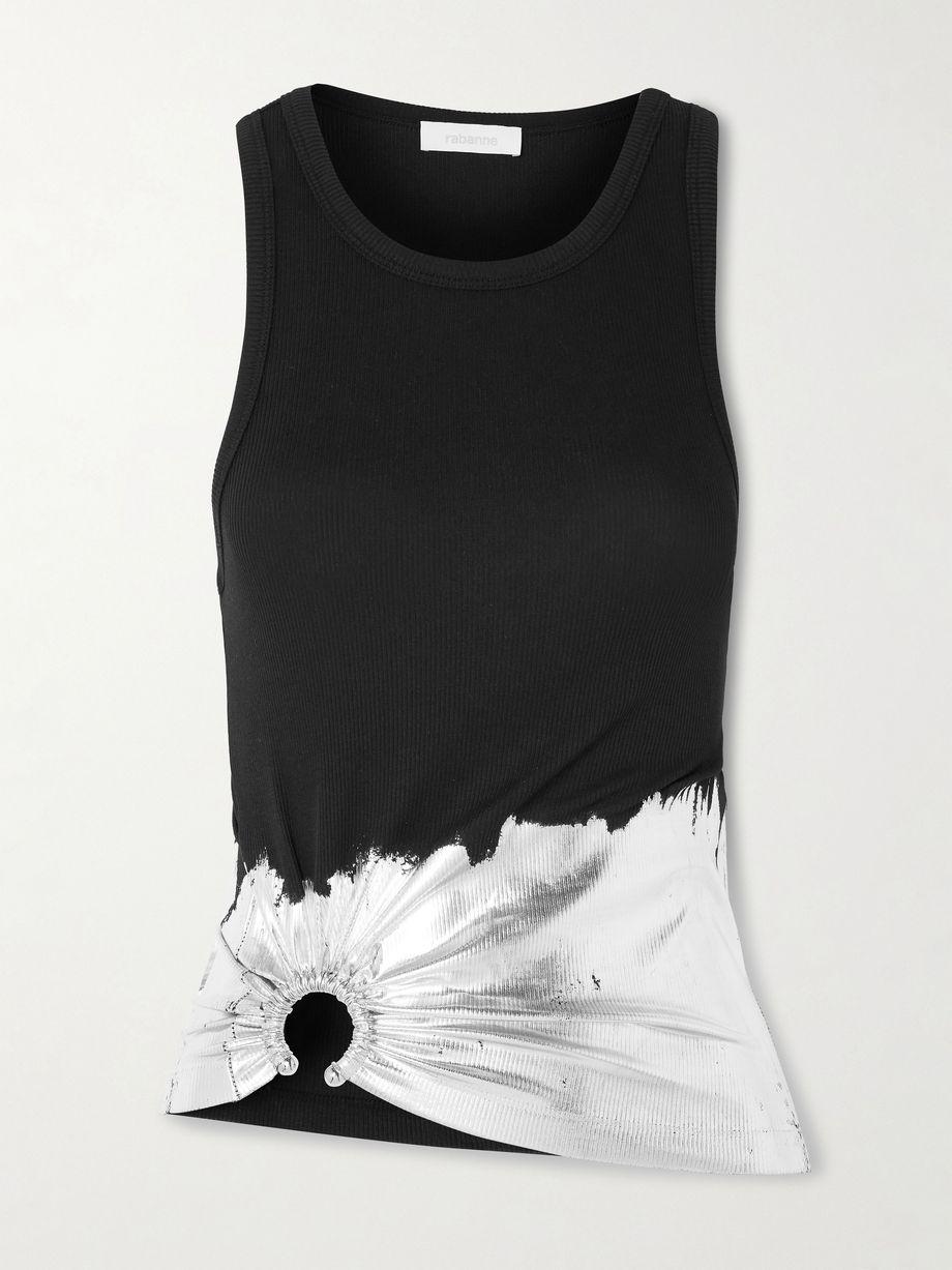 Embellished metallic ribbed cotton-blend jersey tank by RABANNE