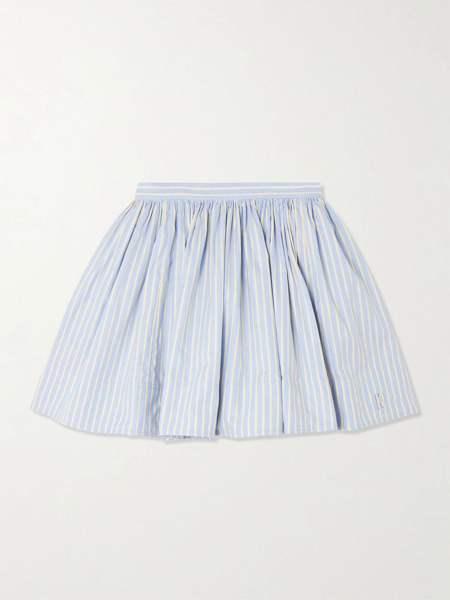 Embellished pleated striped cotton-poplin mini skirt by RABANNE
