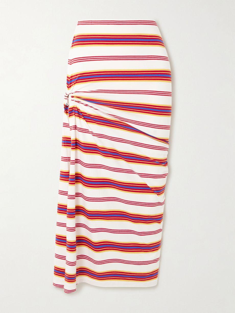 Embellished striped stretch-jersey maxi skirt by RABANNE