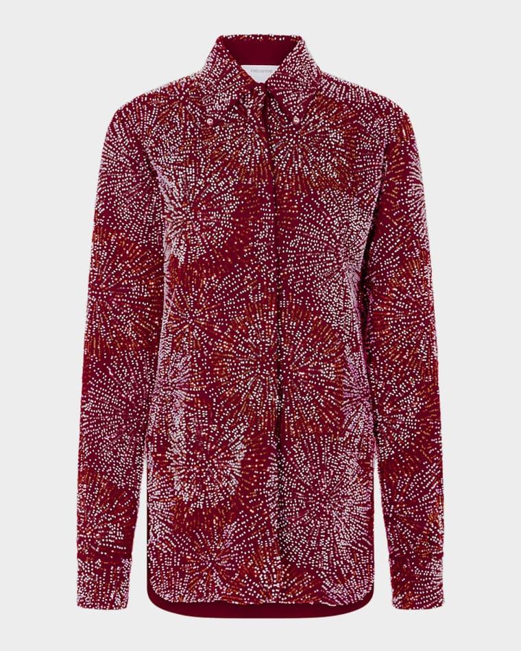 Firework Embroidered Button-Down Shirt by RABANNE
