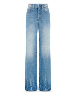High Rise Straight Jeans in Denim Stone by RABANNE