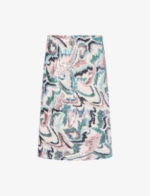 Jupe Sequin-Embellished Woven Midi Skirt by RABANNE