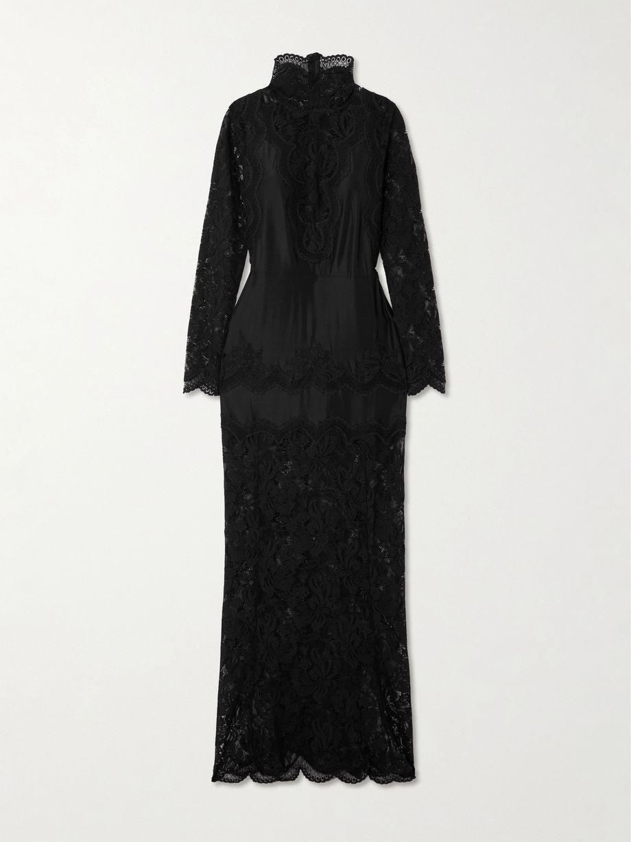 Lace-trimmed silk-satin maxi dress by RABANNE