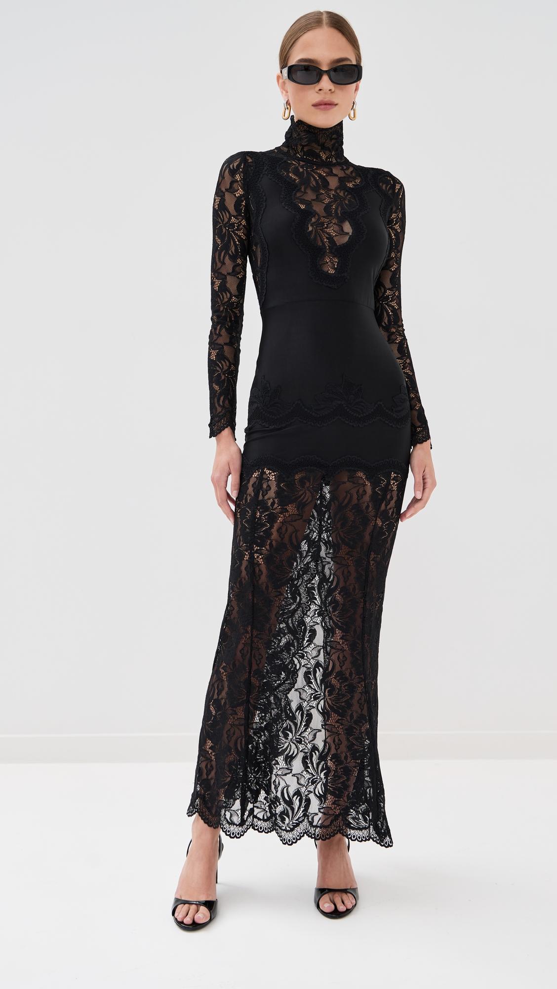 Long Dress In Lace and Jersey by RABANNE