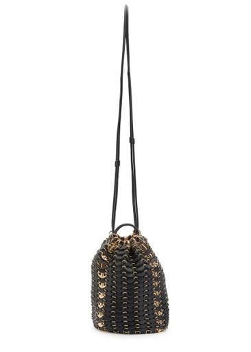 Nano disc metal and leather bucket bag by RABANNE