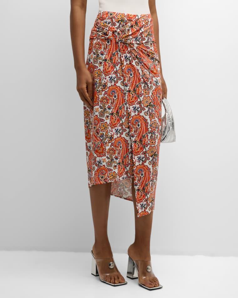 Paisley U-Ring Wrap Midi Skirt by RABANNE