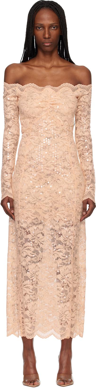 Pink Lace Midi Dress by RABANNE