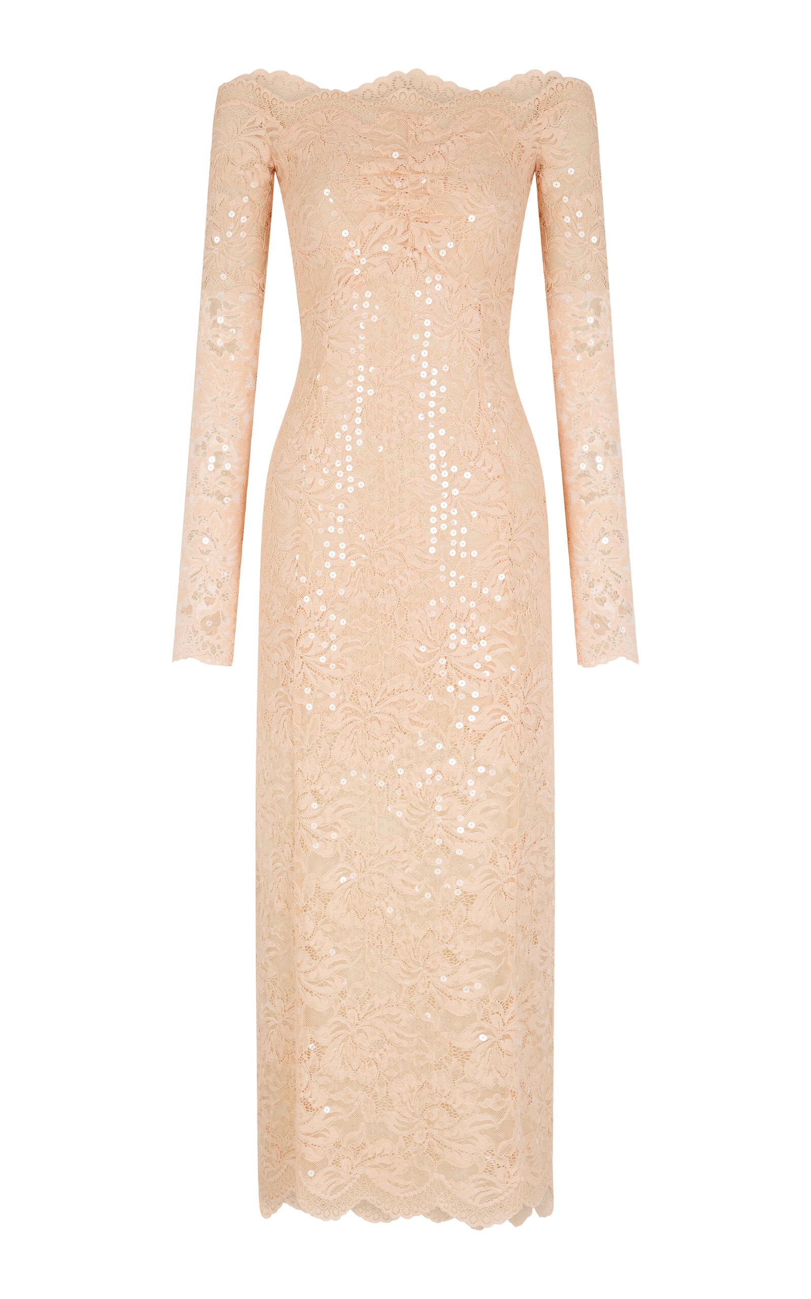 Rabanne Scalloped Stretch-Lace Sequined Maxi Dress - Moda Operandi by RABANNE