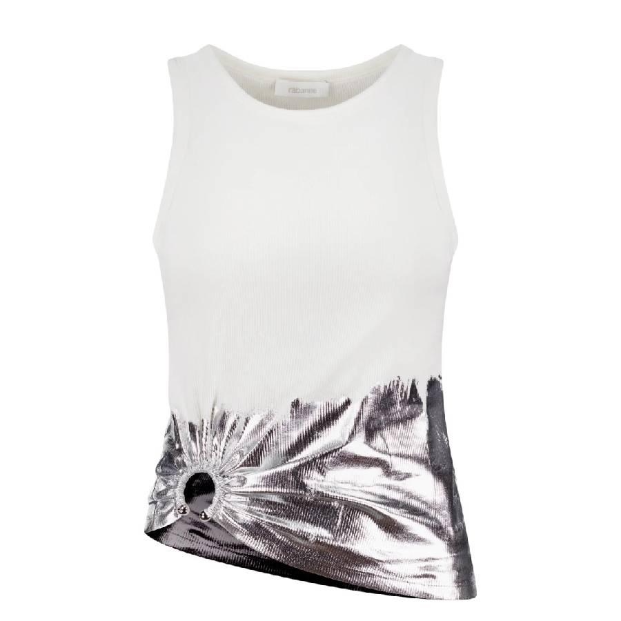 Rabanne Sleeveless Coast Tank Top With Silver Foil And Piercing Details by RABANNE