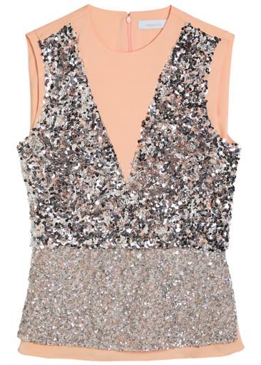 Sequin-embellished satin top by RABANNE