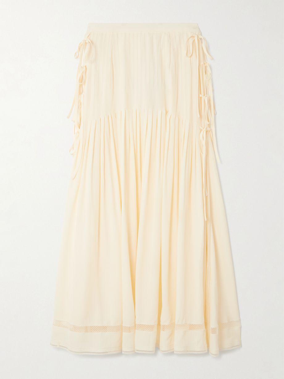 Tie-detailed pleated crepe midi skirt by RABANNE