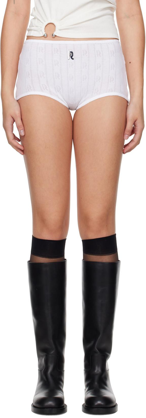 White Pointelle Shorts by RABANNE