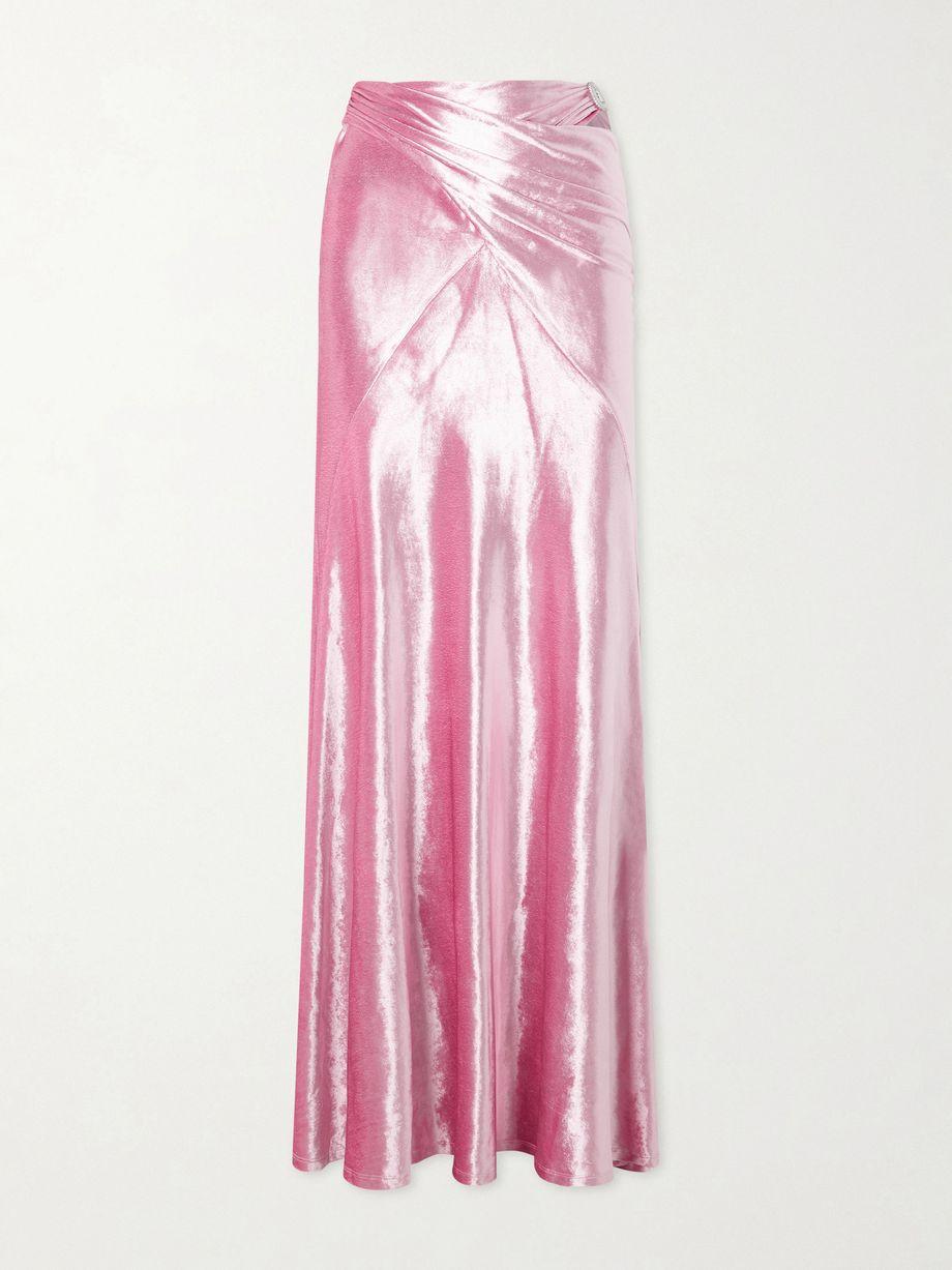 Wrap-effect crystal-embellished velvet maxi skirt by RABANNE