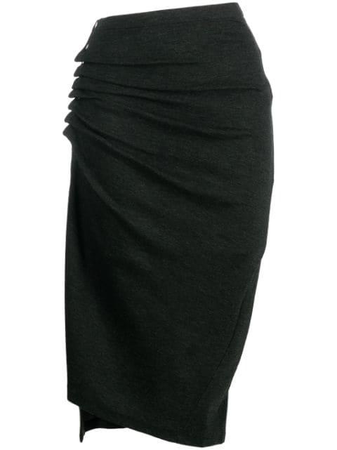 asymmetric gathered midi skirt by RABANNE