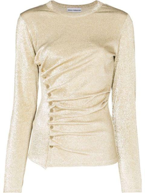asymmetric metallic T-shirt by RABANNE