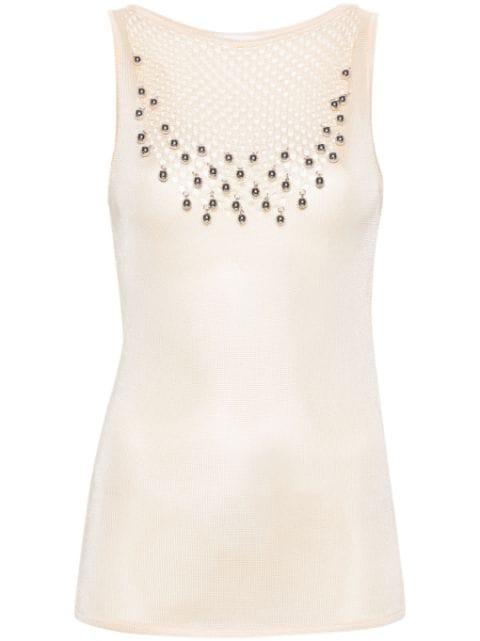 bead-embellished knitted top by RABANNE
