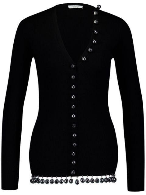 bead-embellished wool cardigan by RABANNE