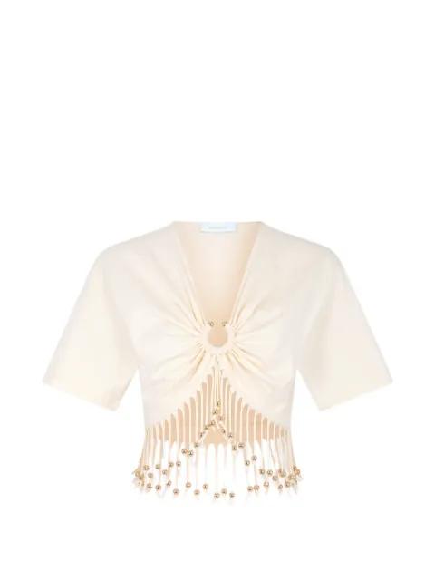 beaded fringe-detail crop top by RABANNE
